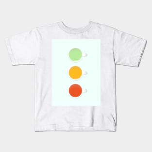 Teacup Traffic Lights Green Yellow And Red Teas On Mint Kids T-Shirt